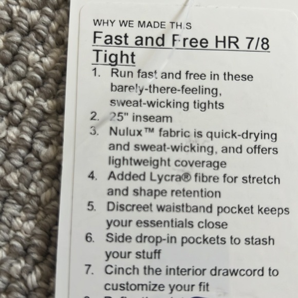 Lululemon Fast and Free Tight 25” CARB CARBON BLUE reflectors 4 - Picture 6 of 9